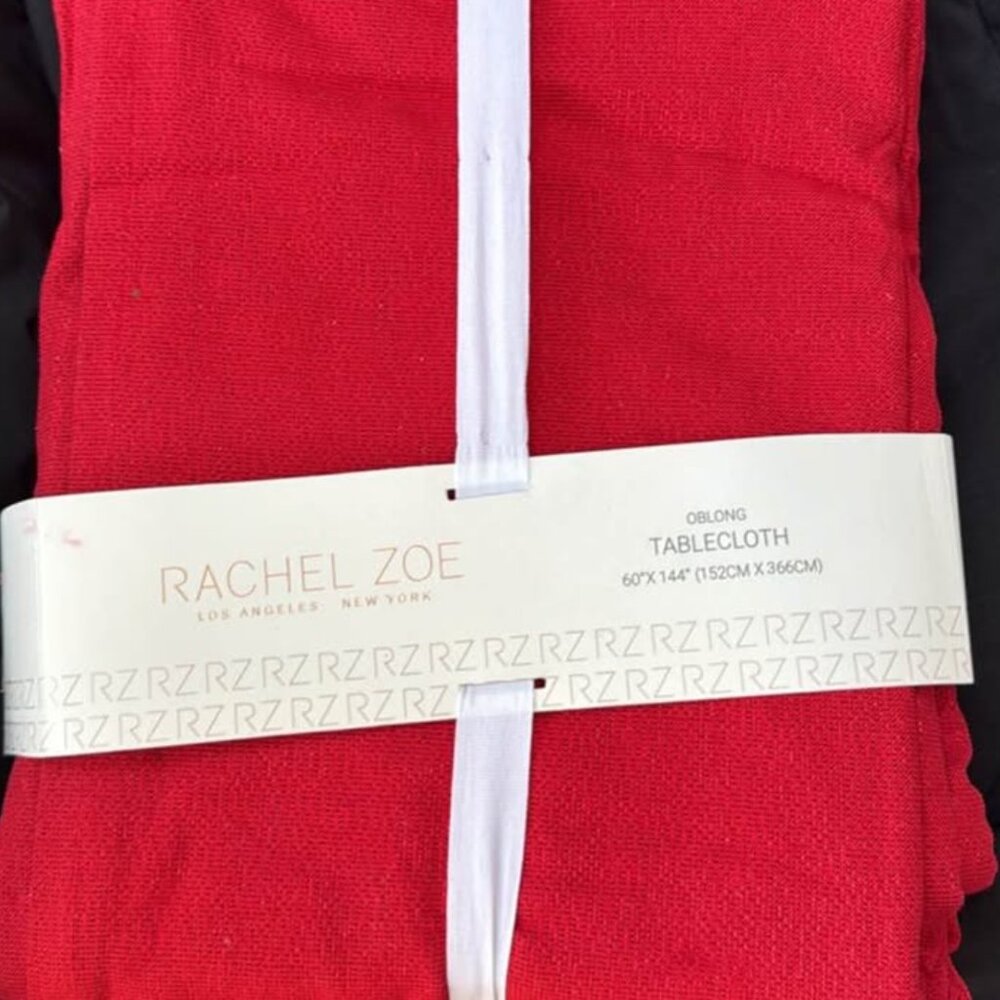 new red metallic table cloth RACHEL ZOE